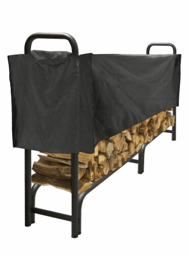 Pleasant Hearth Heavy Duty Log Rack & Half-Length Cover - Black Perspective: front