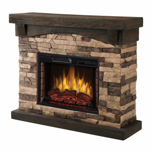 Muskoka Sable Mills Electric Faux Stone Fireplace - Tan Perspective: front