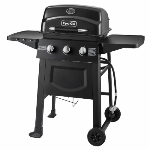 Dyna-Glo 3-Burner Black 30,000 BTU Open Cart LP Gas Grill DGB313CNP Perspective: front