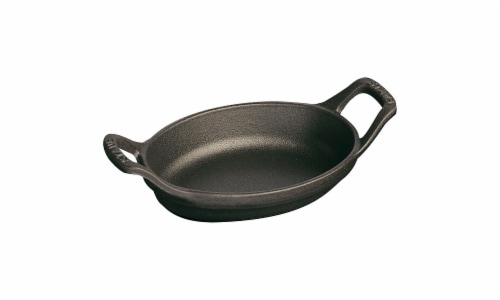 Staub Cast Iron 5.5-inch x 3.8-inch Mini Oval Gratin Baking Dish - Matte Black Perspective: front