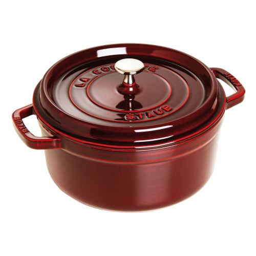 Staub Cast Iron 4-qt Round Cocotte - Grenadine Perspective: front