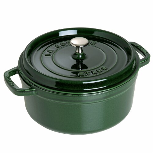 Staub Cast Iron 5.5-qt Round Cocotte - Basil Perspective: front