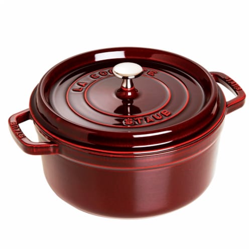 Staub Cast Iron 5.5-qt Round Cocotte - Grenadine Perspective: front