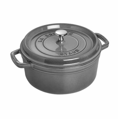 Staub Cast Iron 4-qt Round Cocotte - Graphite Grey Perspective: front