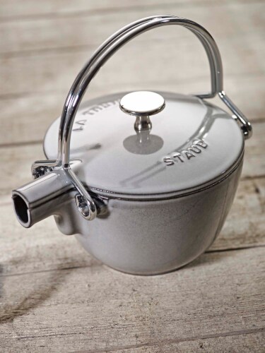 Staub Cast Iron Round Tea Kettle, 1QT, Enameled Cast Iron, Made in