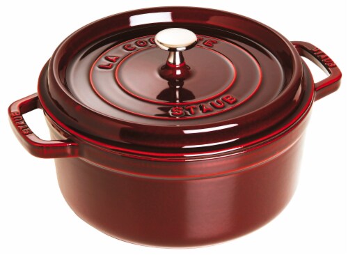 Staub Cast Iron 9-qt Round Cocotte - Grenadine Perspective: front