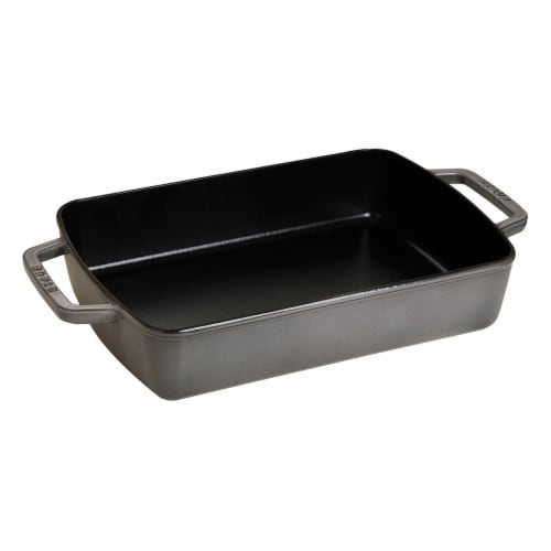 Staub Cast Iron 12-inch x 8-inch Roasting Pan - Graphite Grey Perspective: front