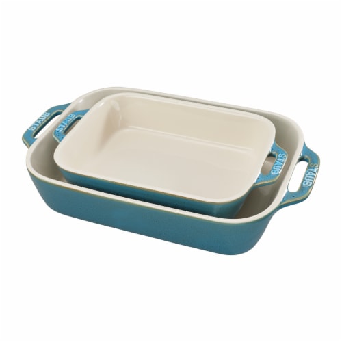 Nutrichef Rectangular Ceramic Bakeware 3-Pc Set ,Red