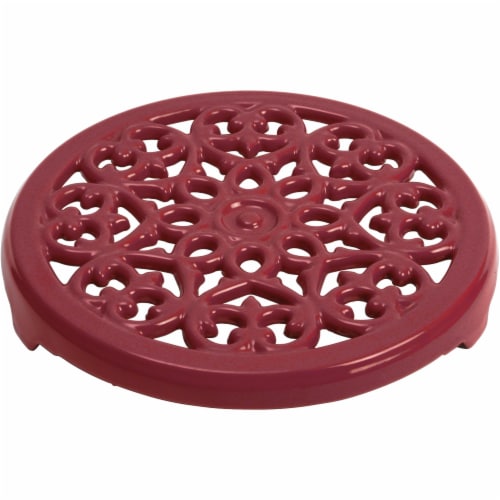 Staub Cast Iron 9-inch Round Lilly Trivet - Grenadine Perspective: front