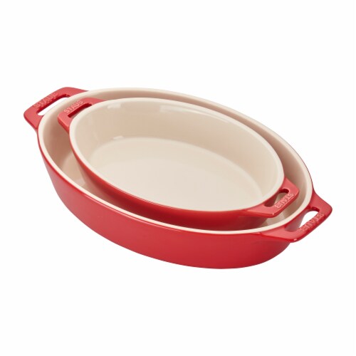 Staub Ceramic 2-pc Oval Baking Dish Set - Cherry Perspective: front