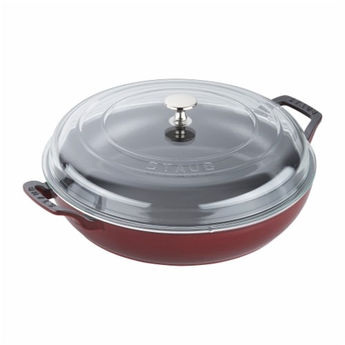 Staub Cast Iron 3.5-qt Braiser with Glass Lid - Grenadine Perspective: front