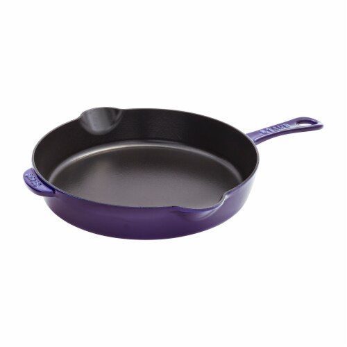 Staub Cast Iron 11-inch Traditional Skillet - Dark Blue Perspective: front