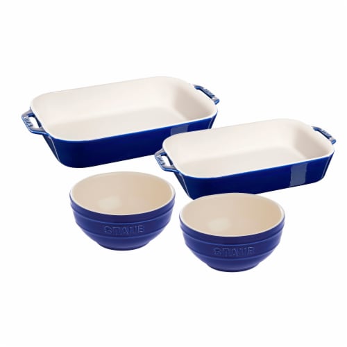 Staub Ceramics 4-pc Baking Dish Set - Dark Blue Perspective: front