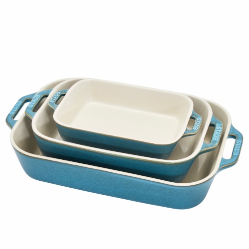 Staub Ceramics 3-pc Rectangular Baking Dish Set - Rustic Turquoise