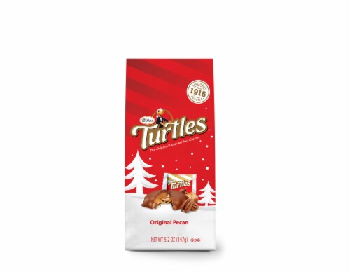 DeMet's Holiday Turtles Original Pecan Caramel Nut Clusters Perspective: front