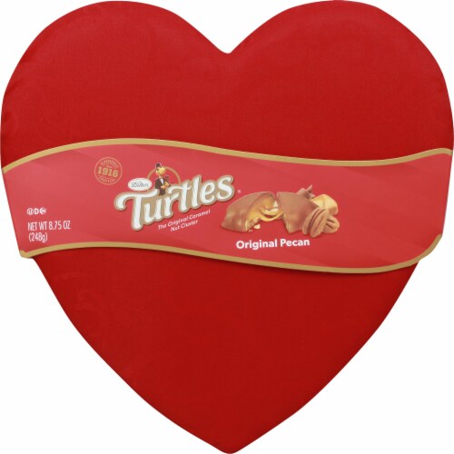 Turtles Milk Chocolate Satin Heart Valentine Candy Box Perspective: front