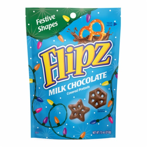 Flipz Holiday Milk Chocolate Covered Pretzels Perspective: front