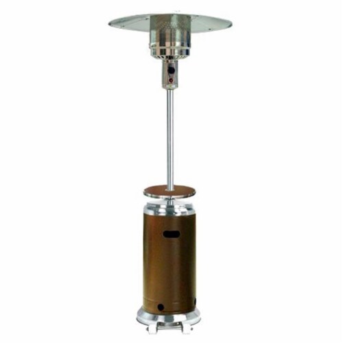 AZ Patio Heaters HLDS01-SSHGT 87 in. Tall Stainless Steel- Hammered Bronze Patio Heater W Tab Perspective: front