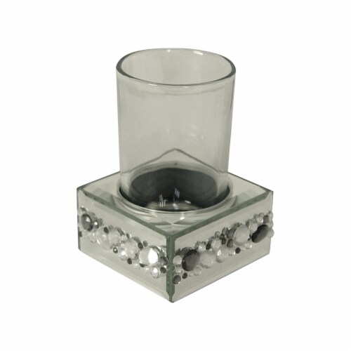Bathroom Tumbler Toothbrush Holder With Gems Silver 90401 Perspective: front