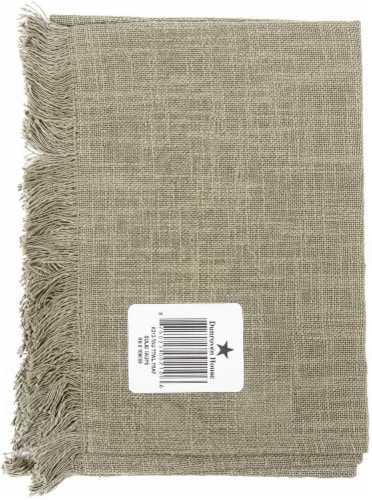 Dunroven House Flat Weave & Terry Kitchen Towel 20x28 Horizontal Grey Stripes W/Fringe Border