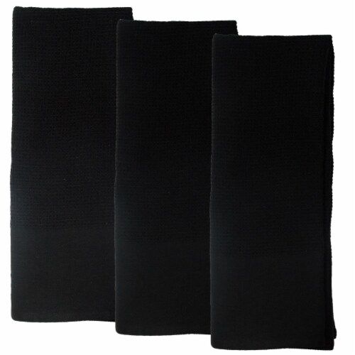 Dunroven House Waffle Weave Tea Towel 20 X28 Solid Black 1