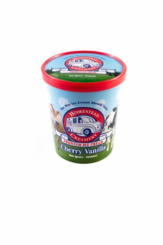 Homestead Creamery Cherry Vanilla Ice Cream Tub Perspective: front