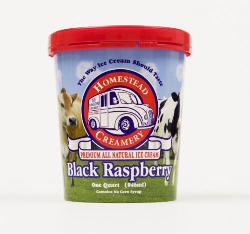 Homestead Creamery Black Raspberry Ice Cream Tub Perspective: front