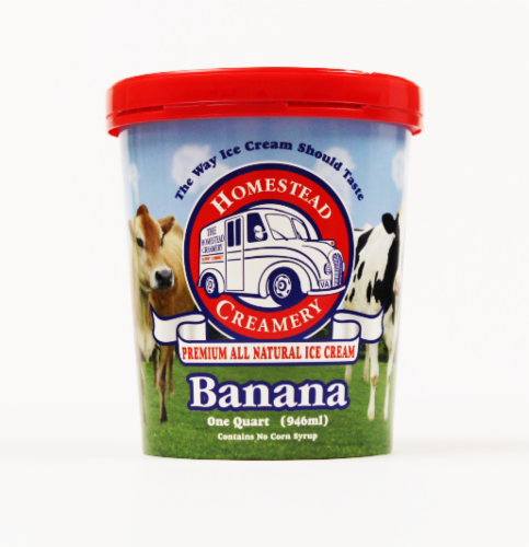 Homestead Creamery Banana Ice Cream Tub Perspective: front