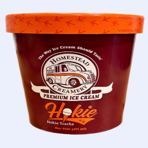 Homestead Creamery Hokie Tracks Ice Cream Pint Perspective: front