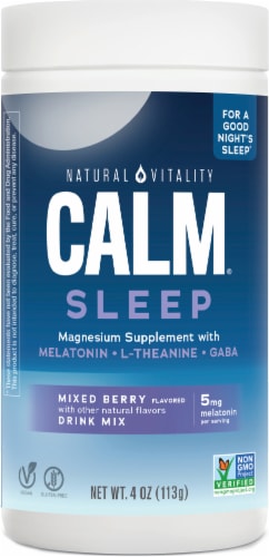 Natural Vitality CALM Mixed Berry Flavored Sleep Magnesium Supplement Drink Mix Perspective: front