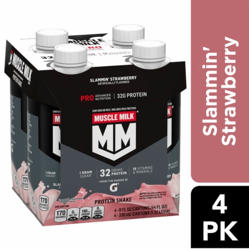 Muscle Milk® Pro Series Non-Dairy Slammin' Strawberry Protein Shake Multipack Perspective: front