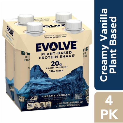 Evolve® Plant-Based Creamy Vanilla Protein Shake Multipack Perspective: front