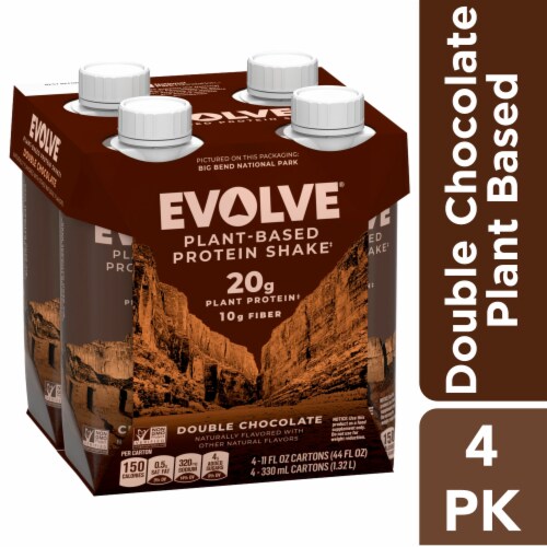 Evolve® Plant-Based Double Chocolate Protein Shake Multipack Perspective: front