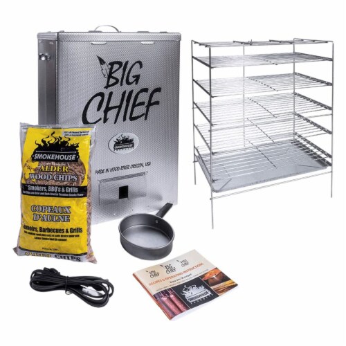 Smokehouse Big Chief Top Load Outdoor Cooking BBQ Electric Wood Chip Smoker Perspective: front