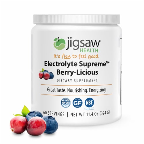 Jigsaw Health Electrolyte Supreme Berry-licious Dietary Supplement Perspective: front
