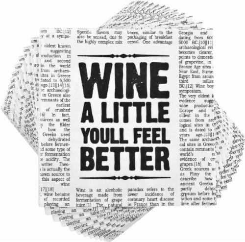 True Fabrications Newspaper Cocktail Napkins - 20 Pack - White/Black Perspective: front