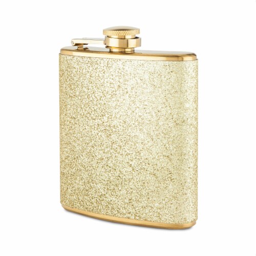 Sparkletini Stainless Steel Gold Flask by Blush® Perspective: front