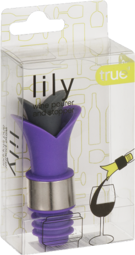True Fabrications Lily Wine Pourer and Stopper - Purple Perspective: front