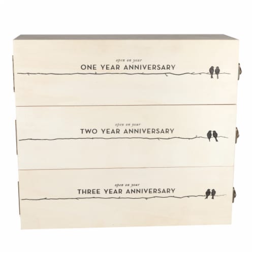 Newlywed's Anniversary Wooden Wine Box by Twine® Perspective: front