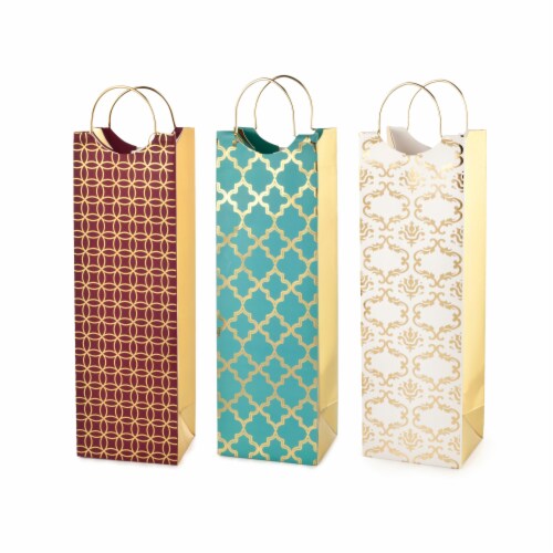 Assorted Luxe Pattern Wine Bags by Cakewalk Pack of 1 Jay C