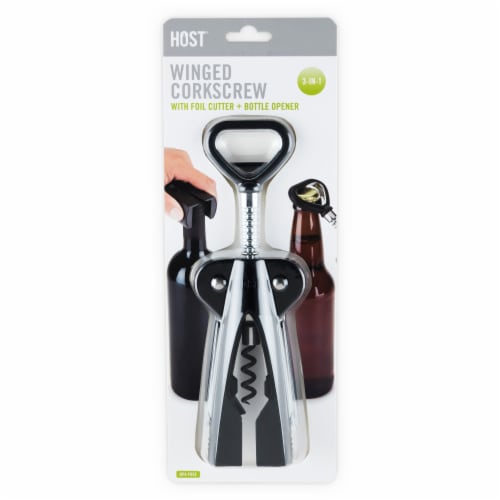 Host Winged Corkscrew with Foil Cutter & Bottle Opener Perspective: front