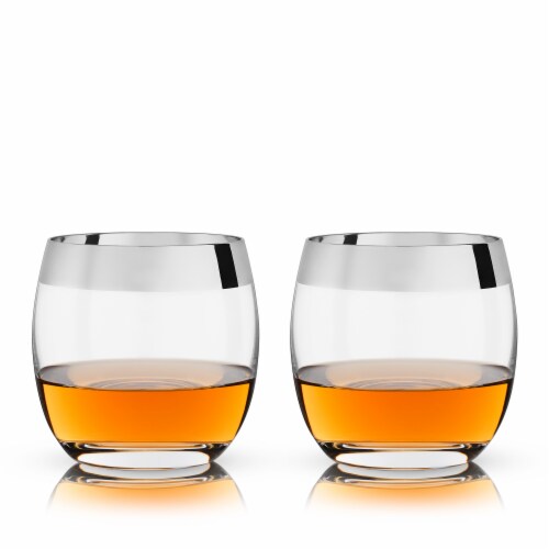 Chrome Rim Crystal Tumblers by Viski® Perspective: front