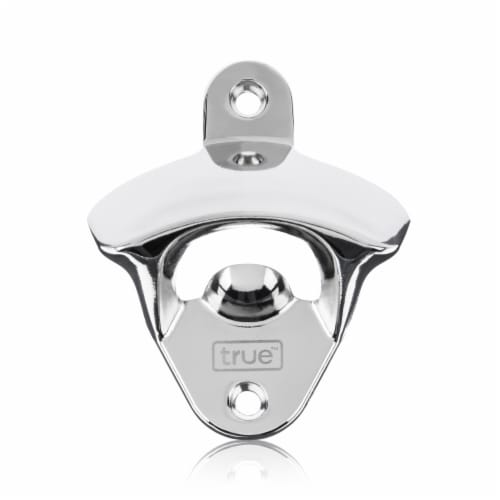 True Fabrications Popcap Wall Mounted Bottle Opener - Silver Perspective: front