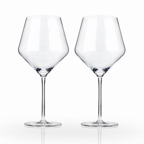 Viski® Raye Crystal Angled Burgundy Glasses Perspective: front