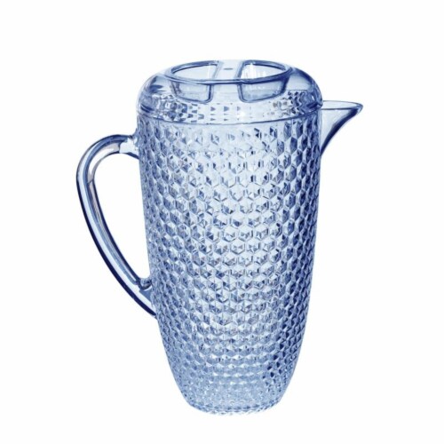 Acrylic Diamond Cut Pitcher - Blue 2.5 Qt Perspective: front