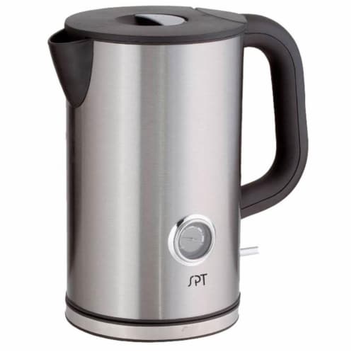 Stainless Steel Electric Hot Water Kettle with Visible Window- 1.7 Liter,  Silver, 1 unit - Foods Co.