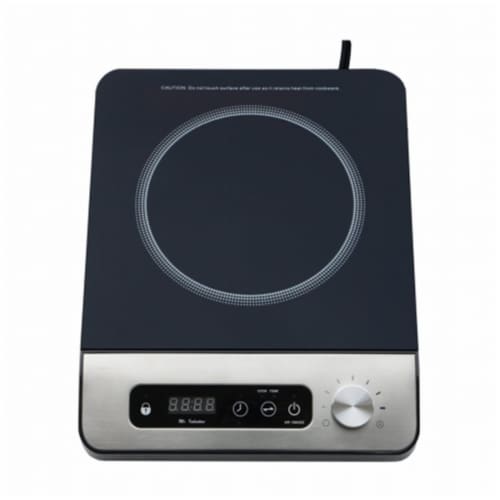 Sunpentown SR-1884SS 1650W Induction Cooktop with Control Knob- Black Perspective: front