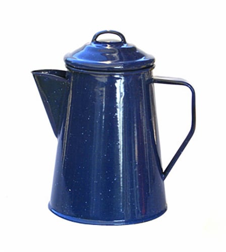 Caddis 8 cup Enamel Coffee Percolator - Blue Perspective: front