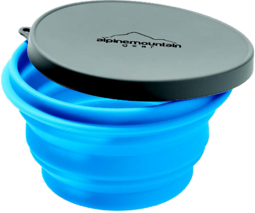 Alpine Mountain Gear Collapsible Container with Lid - Blue/Black Perspective: front