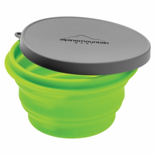 Alpine Mountain Gear Collapsible Container & Lid - Green/Gray Perspective: front